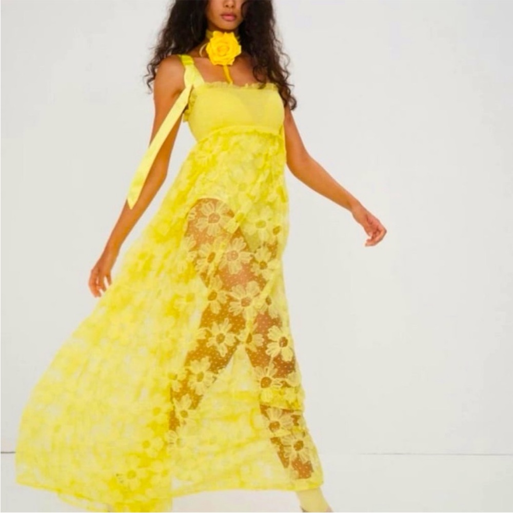 For Love and Lemons - Yellow Lace Maxi Dress 🌼